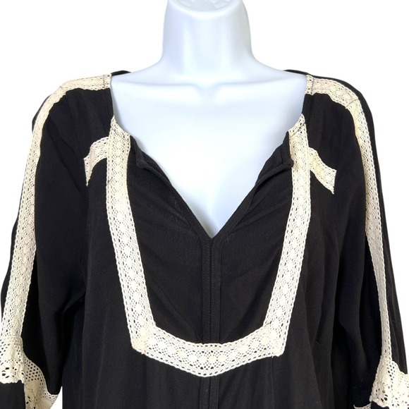 L*Space Victoria Boho Crochet Trim Cover Up Dress Size Large Resort Beach Cruise - Picture 2 of 9